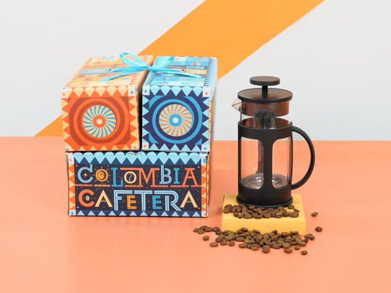 landing navidad prensa - Kit Colombia Cafetera: molino, prensa, café y cuchara