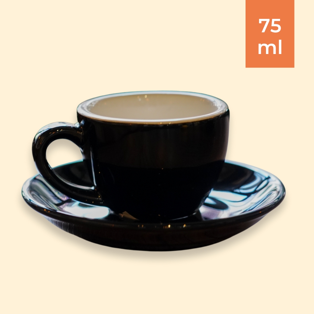 set pocillo taza negro - Set Pocillo 75 ml + Plato Negro