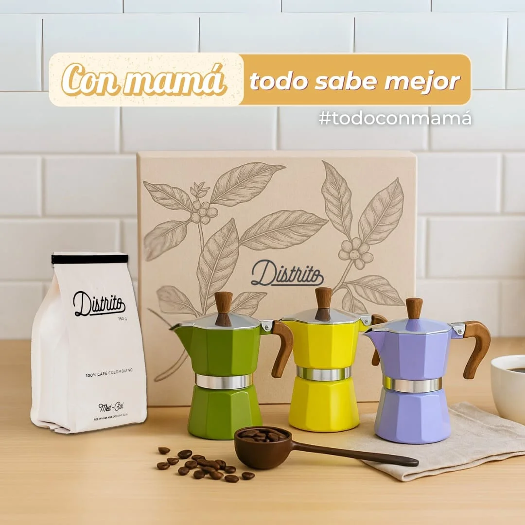 Kit regalo moka italiana campana dia de la madre - Distrito Cafetero Kit regalo moka italiana campaña día de la madre