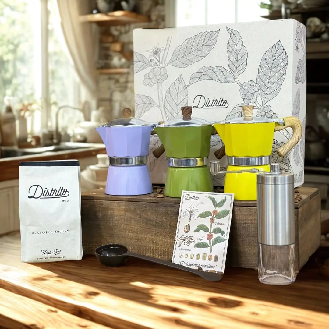 kit regalo moka italiana + molino edición día de la madre
