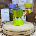 kit regalo moka italiana verde 3 tazas