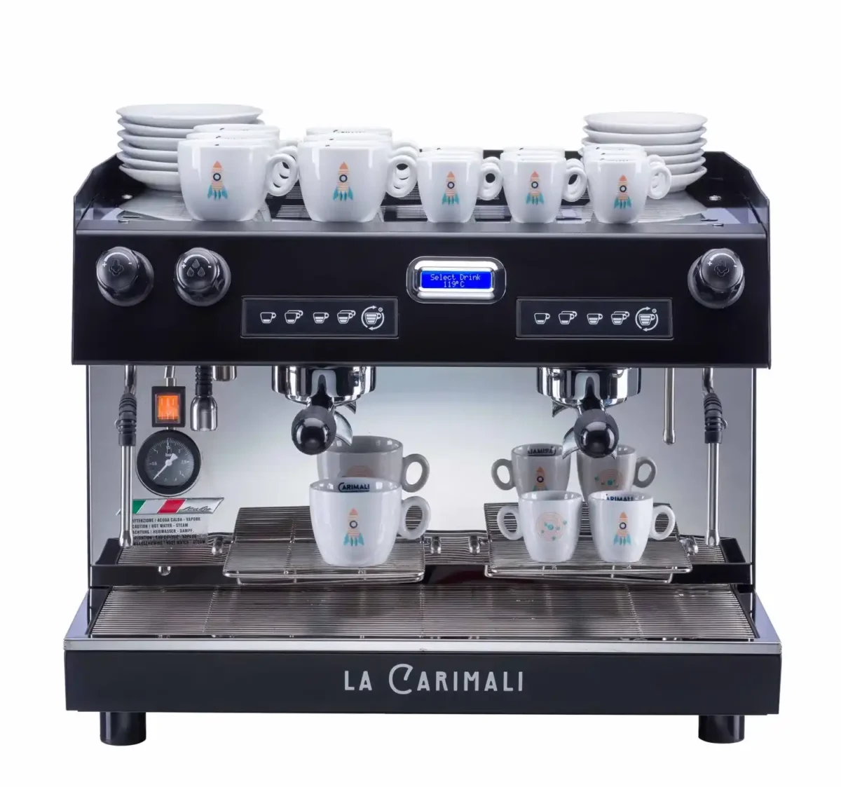 máquina espresso la carimali 2 grupos negra italiana 22